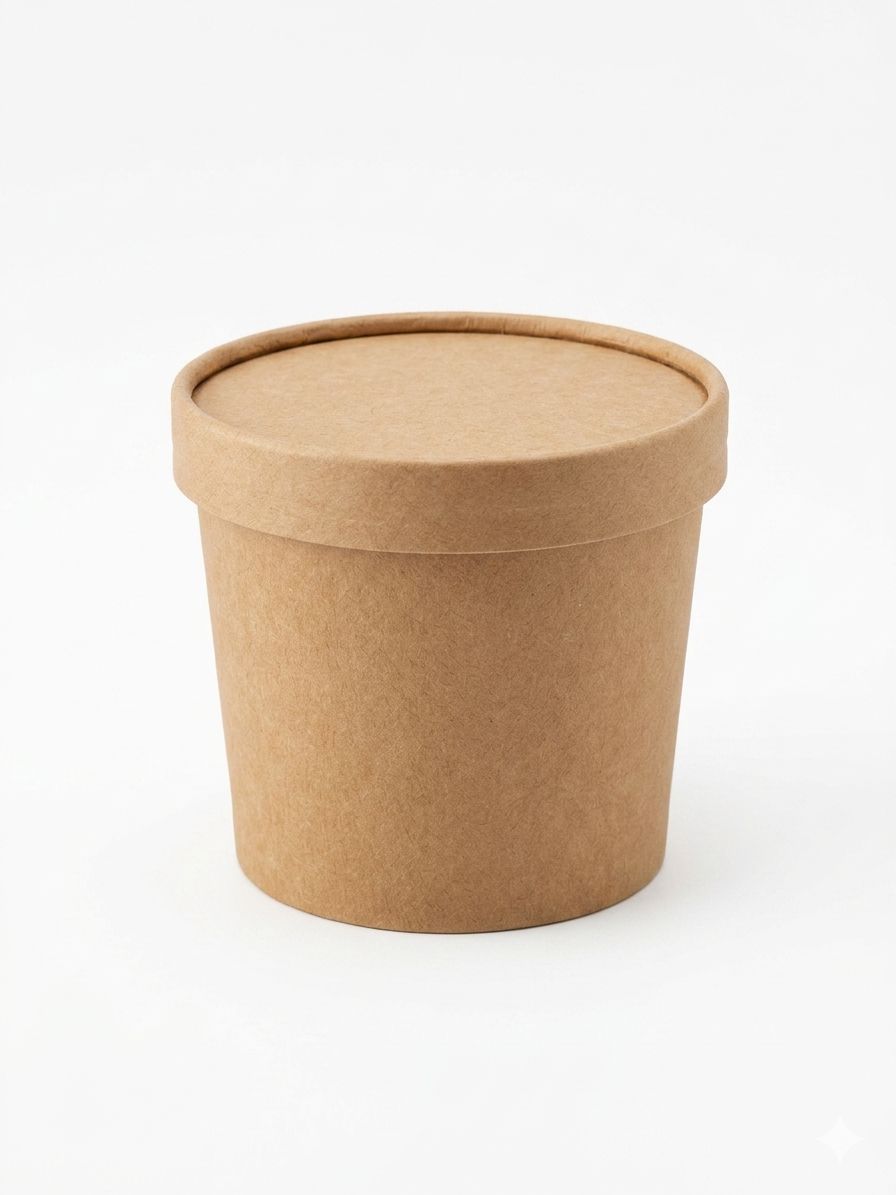 Contenedor Kraft 12 oz con tapa de cartón