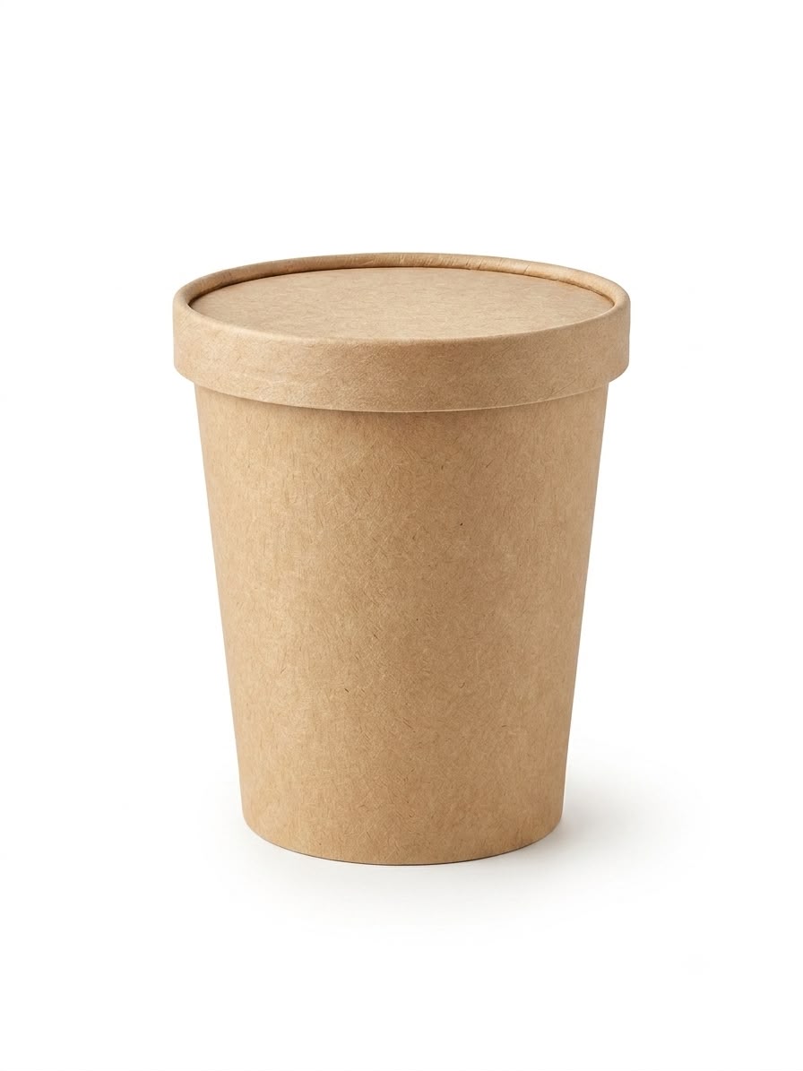 Contenedor Kraft 32 oz con tapa de cartón