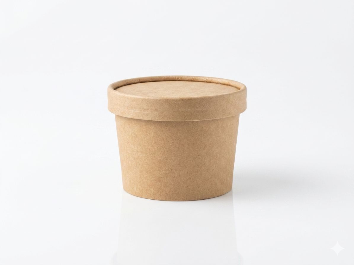 Contenedor Kraft 8 oz con tapa de cartón